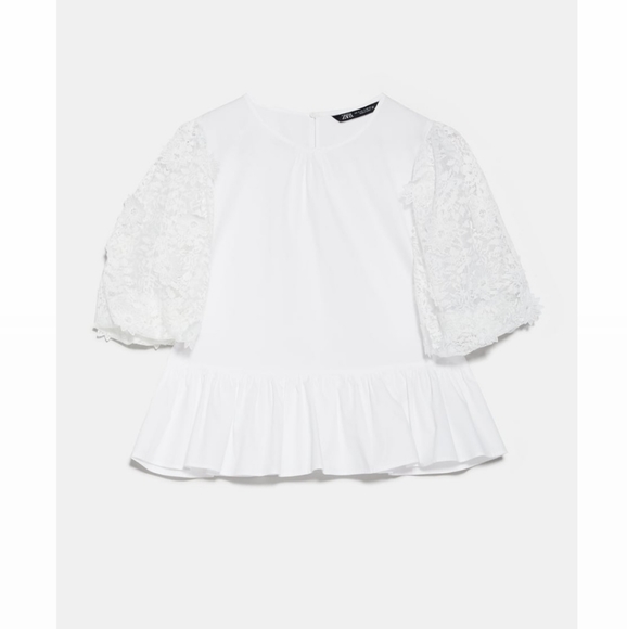 Zara combination sleeve poplin blouse - Picture 7 of 7